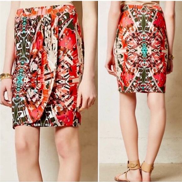 ANTHROPOLOGIE MAEVE LIGEIA FAUX WRAP MINI SKIRT TRIBAL PRINT SMALL - Picture 1 of 8